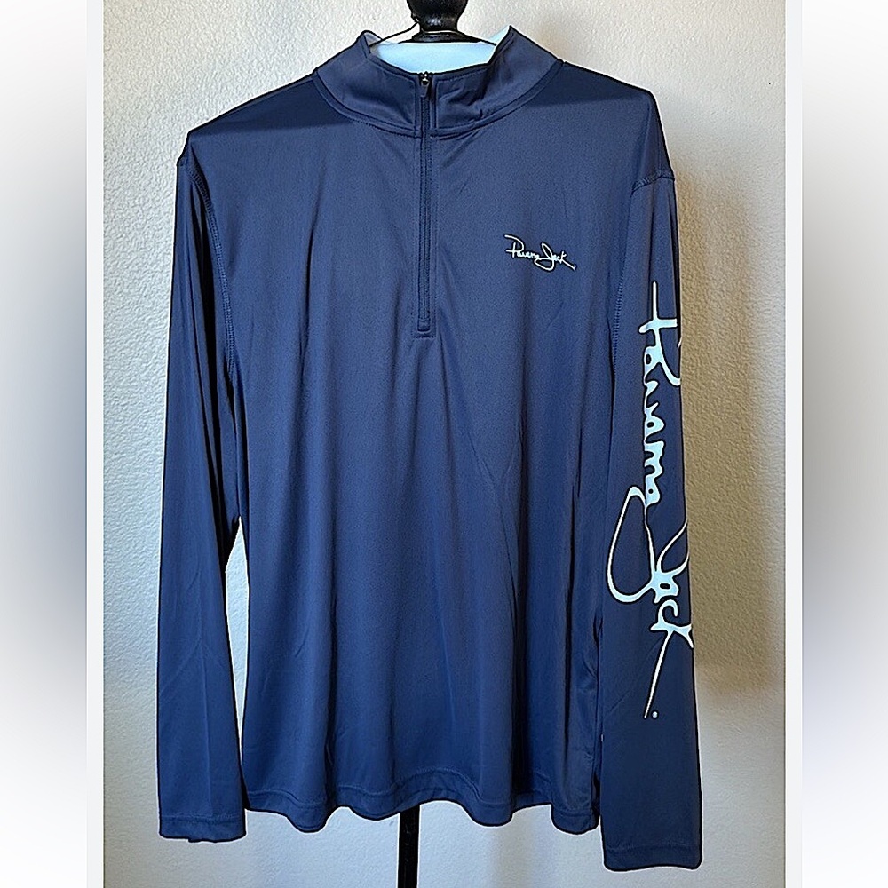 Panama Jack Quarter Zip Blue Long Sleeve Shirt